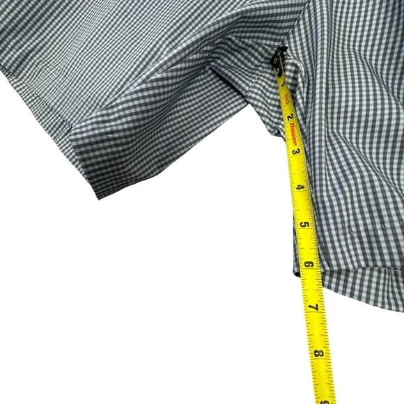 Adidas men's 32 blue check nylon stretch shorts with slash pockets - Picture 6 of 6